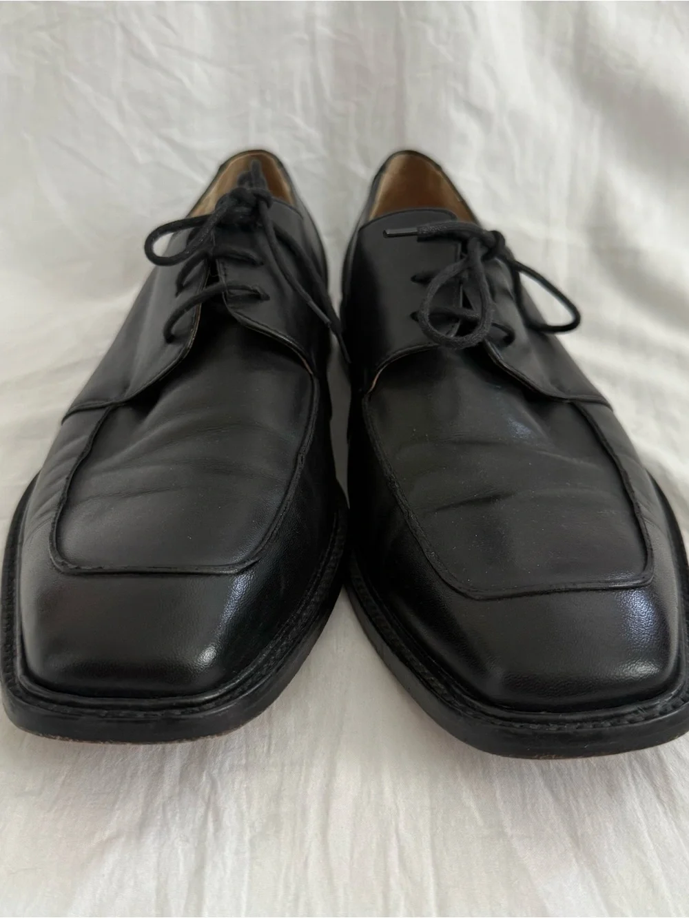 Pronto Uomo Black Leather Lace-Up Derby Shoes‎